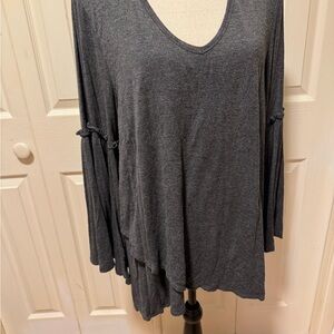 Joan Vass Gray Asymmetrical Long Sleeve Tunic